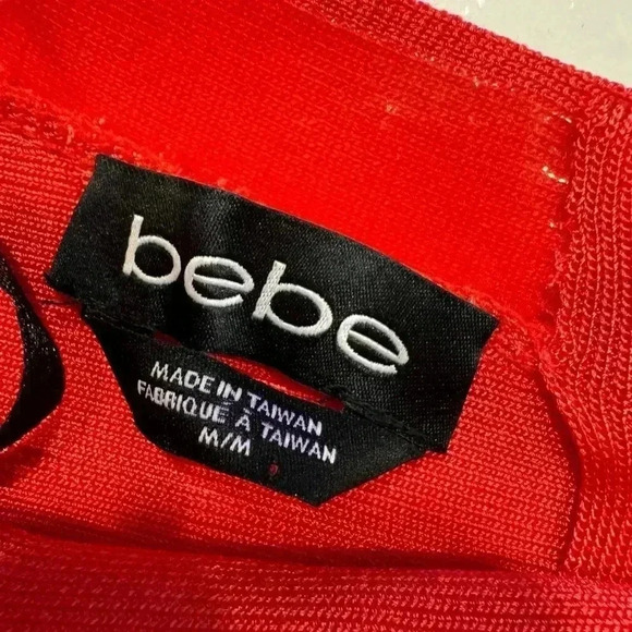 Bebe strapless mini bodycon dress lace up front gold zip up back pink sz med - Picture 3 of 14